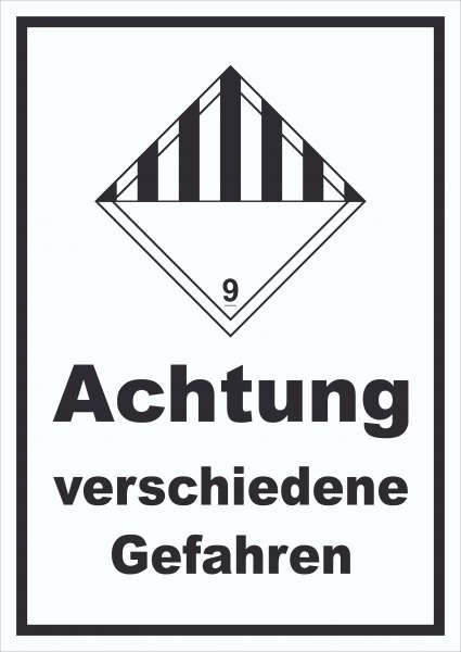 Schild verschiedene Gefahren Stoffe Material miscellaneous hochkant