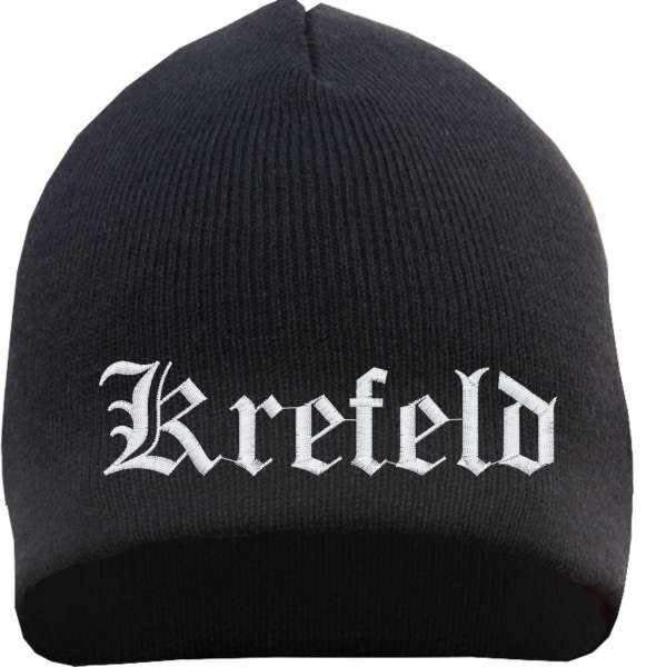 Krefeld Beanie Mütze - Altdeutsch - Bestickt - Strickmütze Wintermütze