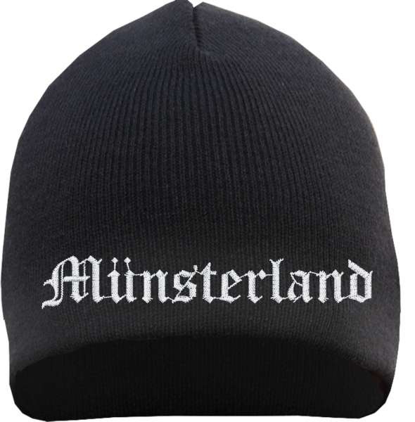 Münsterland Beanie Mütze - Altdeutsch - Bestickt - Strickmütze Wintermütze