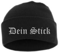 Umschlagmütze mit Wunschtext - Altdeutsch - bestickt - Mütze Strickmütze Umschlagmütze mit Wunschtext - Altdeutsch - bestickt - Mütze Strickmütze