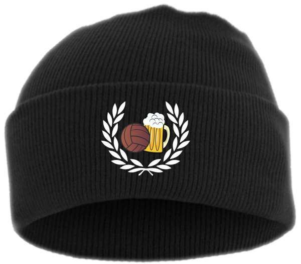 Lorbeerkranz Fussball Bier Umschlagmütze - Bestickt - Mütze mit breitem Umschlag