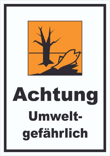 Schild Gefahrensymbol Umweltgefährlich hochkant