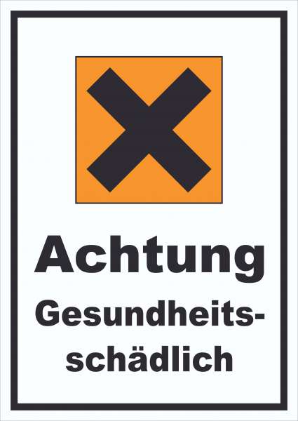 Schild Gefahrensymbol Gesundheitsschädlich Kreuz hochkant