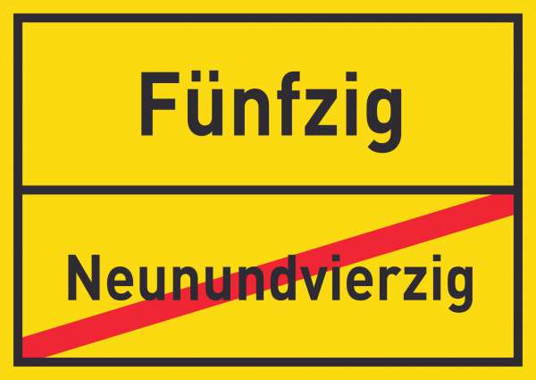 Fünfzig Neunundvierzig Schild Ortsschild