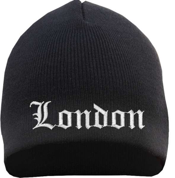 London Beanie Mütze - Altdeutsch - Bestickt - Strickmütze Wintermütze