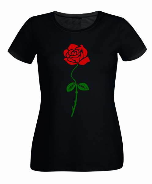 Rose Aufdruck farbig Damen T-Shirt