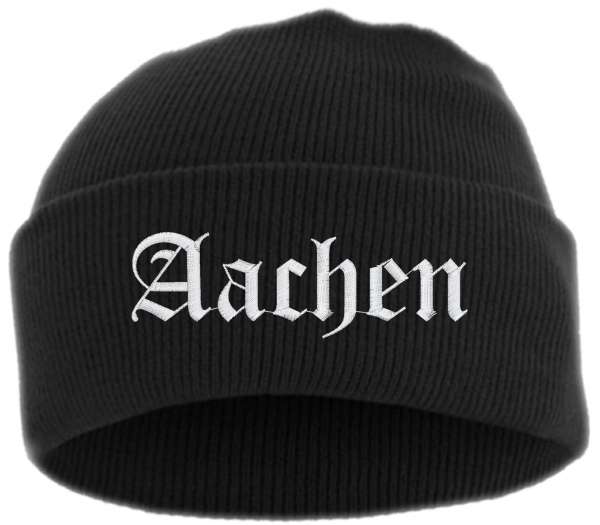 Aachen Umschlagmütze - Altdeutsch - Bestickt - Mütze mit breitem Umschlag
