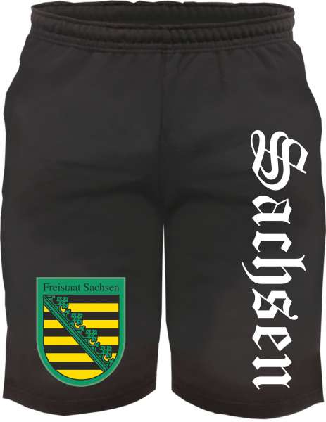 Sachsen Sweatshorts - Altdeutsch bedruckt - Kurze Hose Shorts Wappen