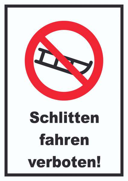 Schlitten fahren verboten Schild