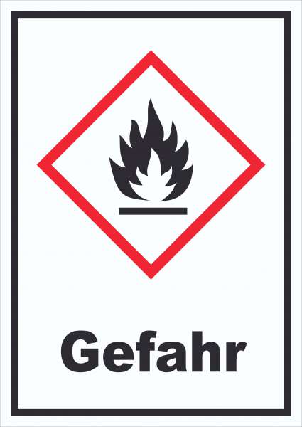 Schild Entzündbare Stoffe Gefahr Flamme hochkant