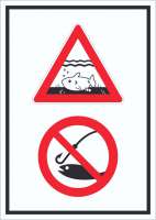 Achtung Laichzeit Laichschonbezirk Angeln verboten hochkant Symbol Schild Achtung Laichzeit Laichschonbezirk Angeln verboten hochkant Symbol Schild