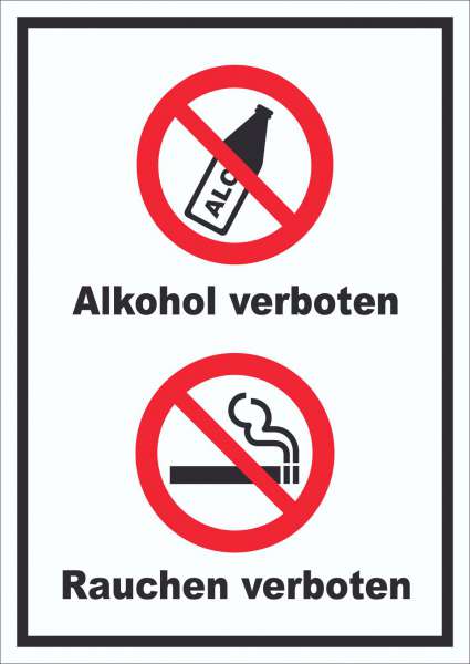 Schild Alkohol Rauchen verboten hochkant