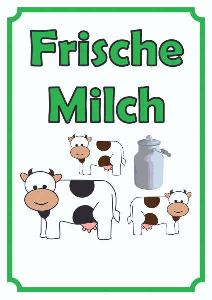 Frische Milch Schild Hochkant