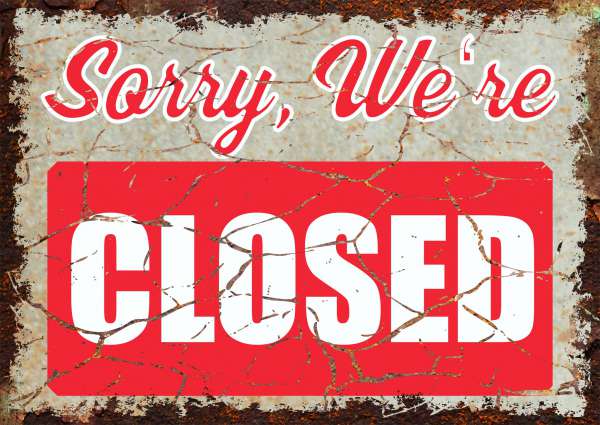 Sorry we are closed Deko Schild