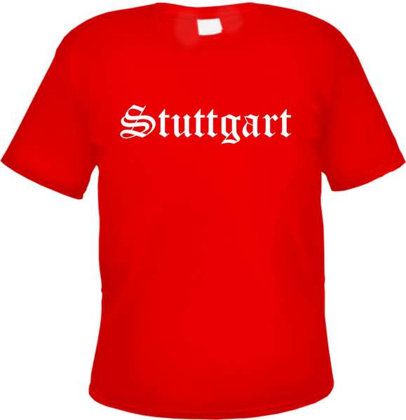 Stuttgart Herren T-Shirt - Altdeutsch - Rotes Tee Shirt