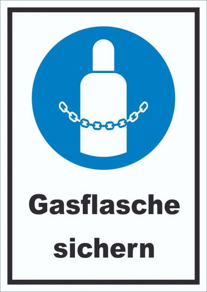 Gasflaschen sichern Schild