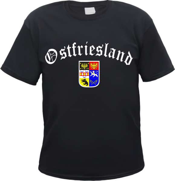 Ostfriesland Herren T-Shirt - Altdeutsch mit Wappen - Tee Shirt