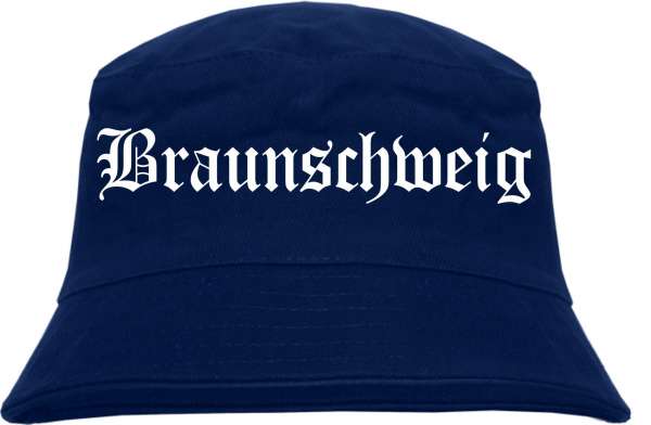 Braunschweig Fischerhut - Dunkelblau - Altdeutsch - bedruckt - Bucket Hat Anglerhut Hut