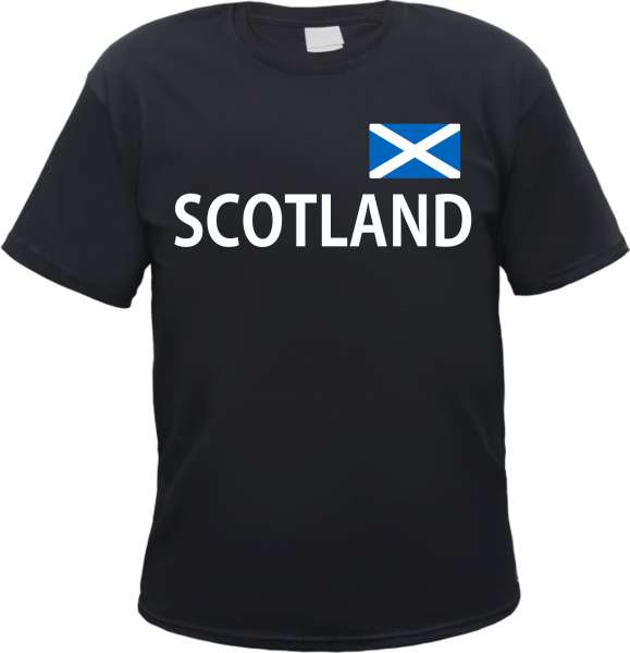 Scotland Herren T-Shirt - Blockschrift mit Flagge - Tee Shirt