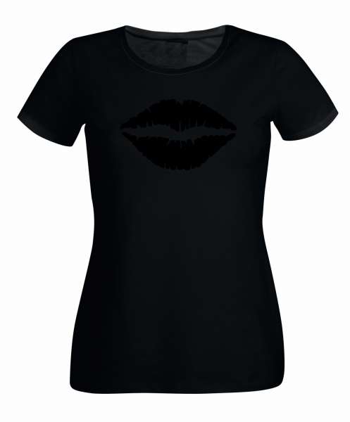 Kussmund schwarz Damen T-Shirt