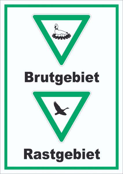 Brut- und Rastgebiet hochkant Schild