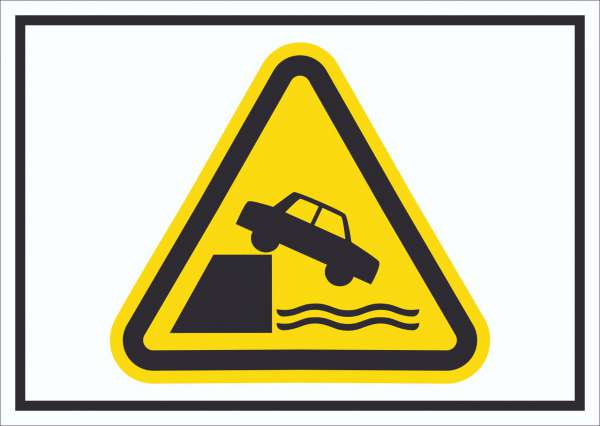 Schild Warnung ungesicherte Uferkante Symbol