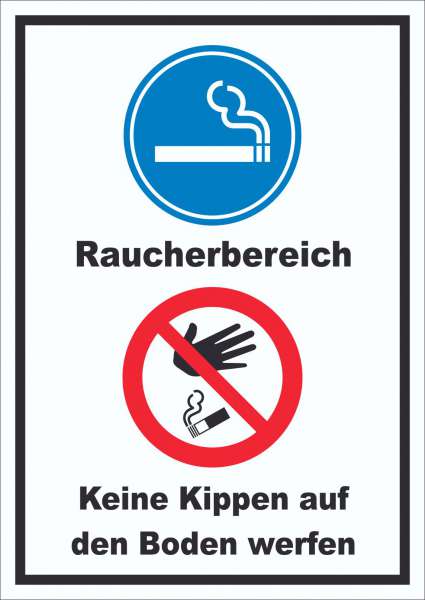 Schild Raucherbereich Boden verboten hochkant