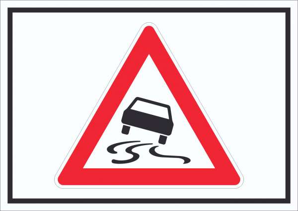 Schild Achtung Schleuder- oder Rutschgefahr Symbol