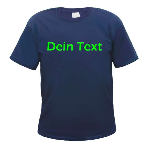 Individuelles Herren T-Shirt - dunkelblau - NEON - Blockschrift - mit Wunschtext bedruckt