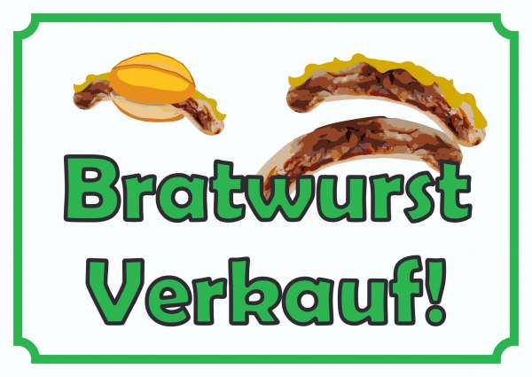 Bratwurst Verkaufsschild Schild