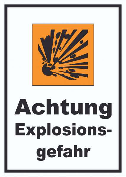 Schild Gefahrensymbol Explosionsgefahr hochkant