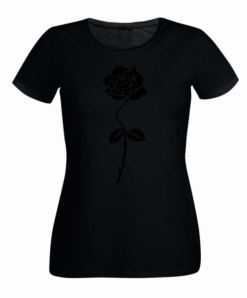 Rose Aufdruck schwarze Variante Damen T-Shirt