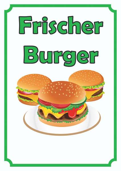 Frischer Burger Schild Hochkant