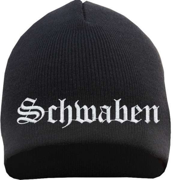 Schwaben Beanie Mütze - Altdeutsch - Bestickt - Strickmütze Wintermütze