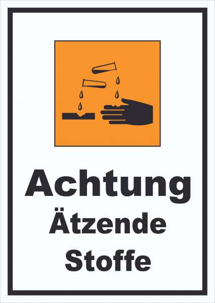 Schild Gefahrensymbol ätzend hochkant