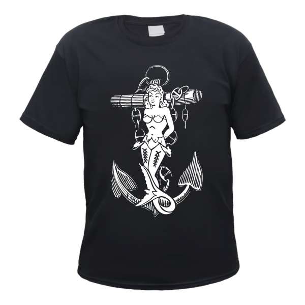Meerjungfrau mit Anker Herren T-Shirt - Druck - Tee Shirt