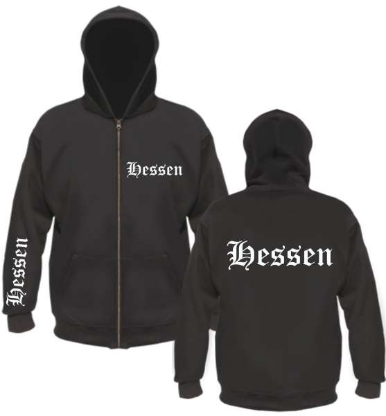 Hessen Kapuzenjacke - altdeutsch bedruckt - Sweatjacke Jacke Hoodie