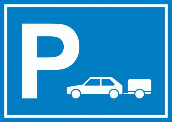 PKW mit Anhänger Parkplatz Schild waagerecht