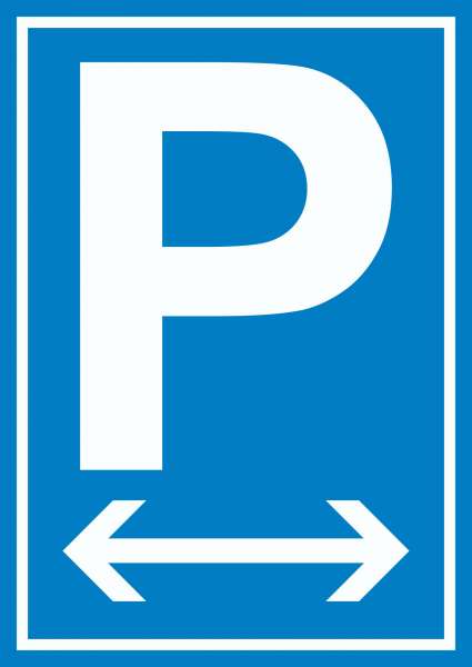 P Parkplatz Schild mit Pfeil nach rechts und links