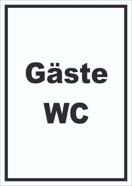 Gäste WC Schild mit Text Toilette hochkant