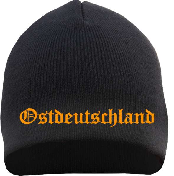 Ostdeutschland Beanie - Stickfarbe Gelb - Bestickt Mütze Strickmütze Wintermütze