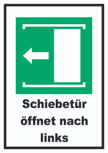 Schiebetür öffnet nach links Schild