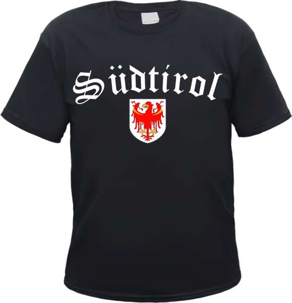 Südtirol Herren T-Shirt - Altdeutsch mit Wappen - Tee Shirt