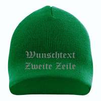 Beanie mit Wunschtext - Grün - Altdeutsch - bestickt - Mütze Strickmütze Beanie mit Wunschtext - Grün - Altdeutsch - bestickt - Mütze Strickmütze