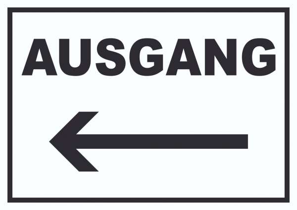 Ausgang links Schild