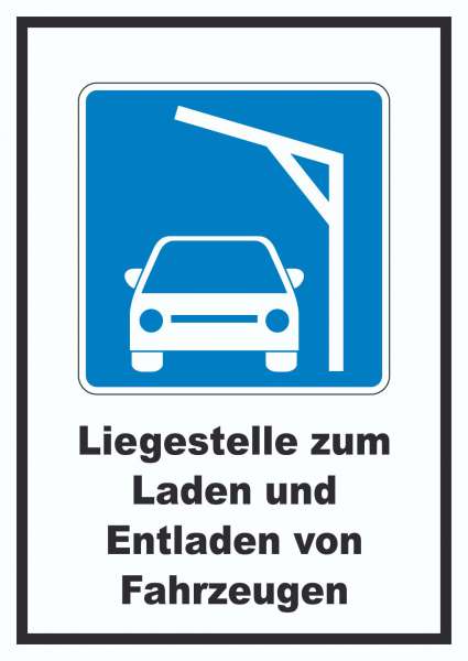 Liegestelle zum Laden von PKWs Autos aufladen Symbol und Text