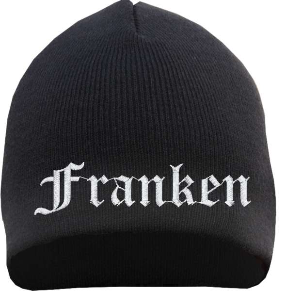 Franken Beanie Mütze - Altdeutsch - Bestickt - Strickmütze Wintermütze