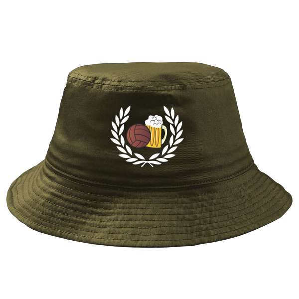 Lorbeerkranz Fussball Bier Fischerhut - Oliv - bestickt - Bucket Hat Anglerhut