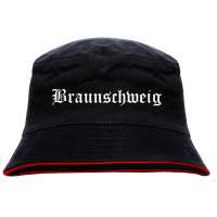 Braunschweig Anglerhut - Altdeutsche Schrift - Schwarz-Roter Fischerhut Braunschweig Anglerhut - Altdeutsche Schrift - Schwarz-Roter Fischerhut