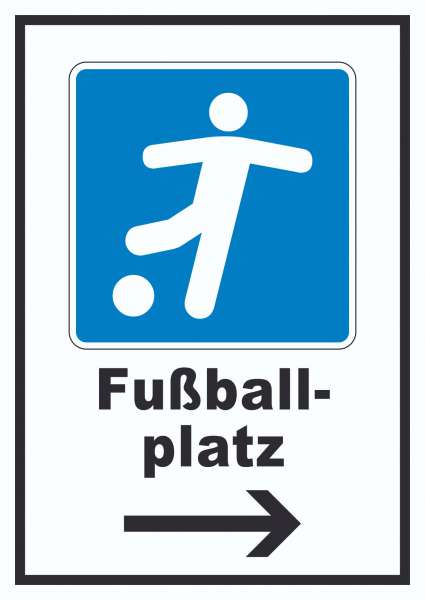 Fußballplatz Schild mit Pfeil rechts